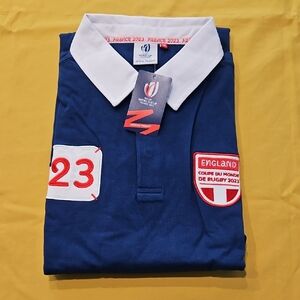 NWT - England Rugby World Cup 2023 - Long Sleeve Blue Polo Shirt